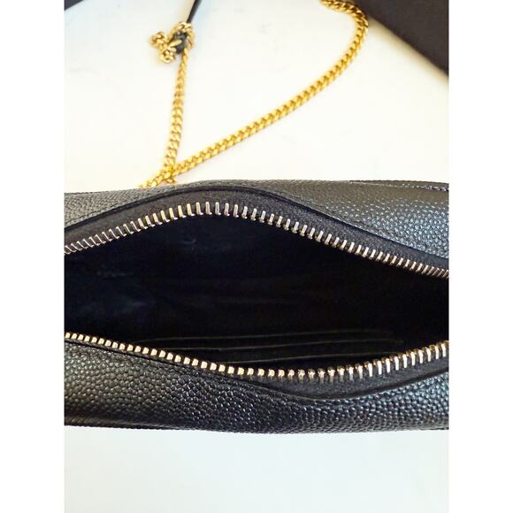 Saint Laurent Grain De Poudre Matelasse Monogram Mini Lou Camera Bag Black - Picture 8 of 12